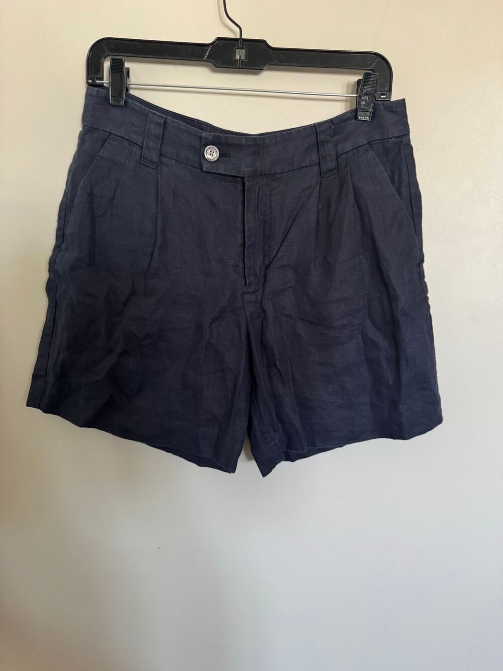 Women’s Alex Mill Pleated Linen Shorts in Navy SZ 4